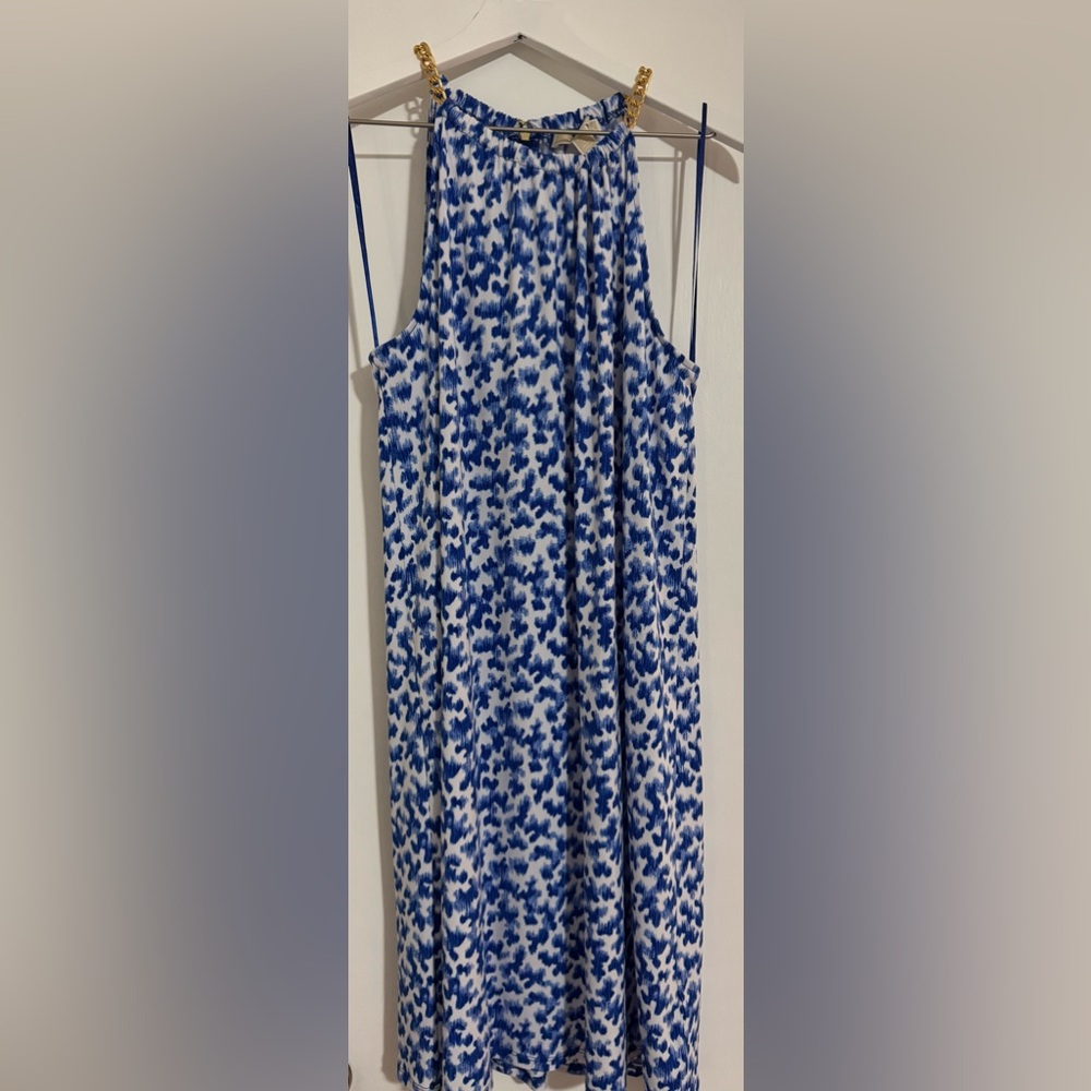 Michael Kors Blue and White Patterned Dress